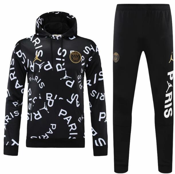 PSG Black Training Suit Paris Hoodie Shirt with Pants 2020/21